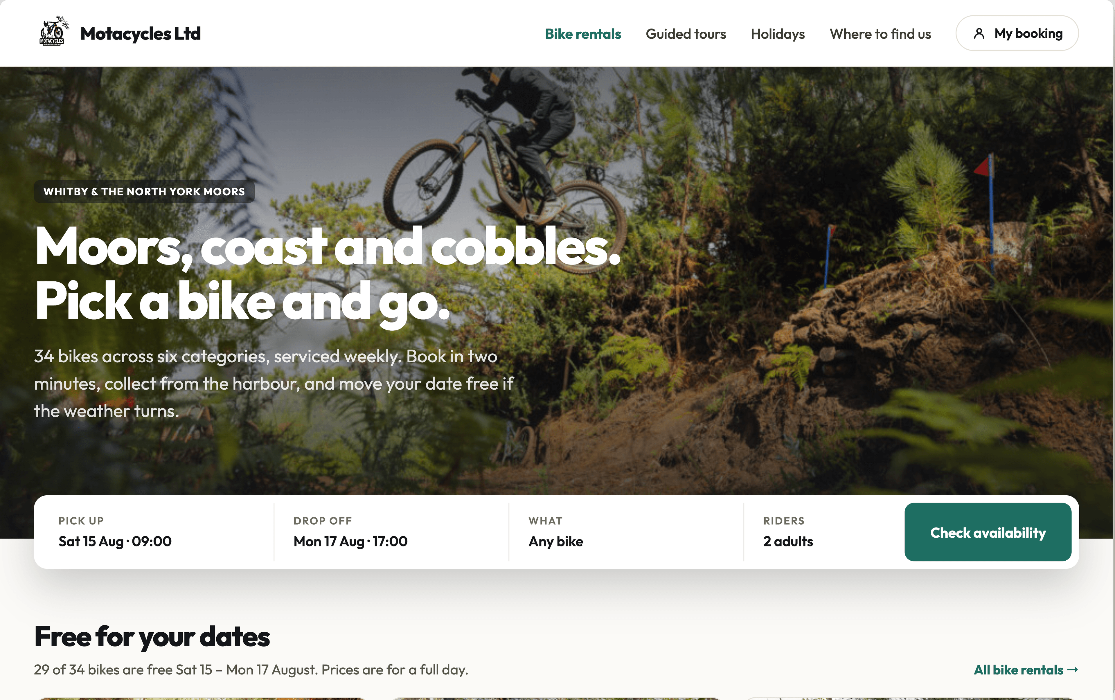 An operator's storefront homepage.