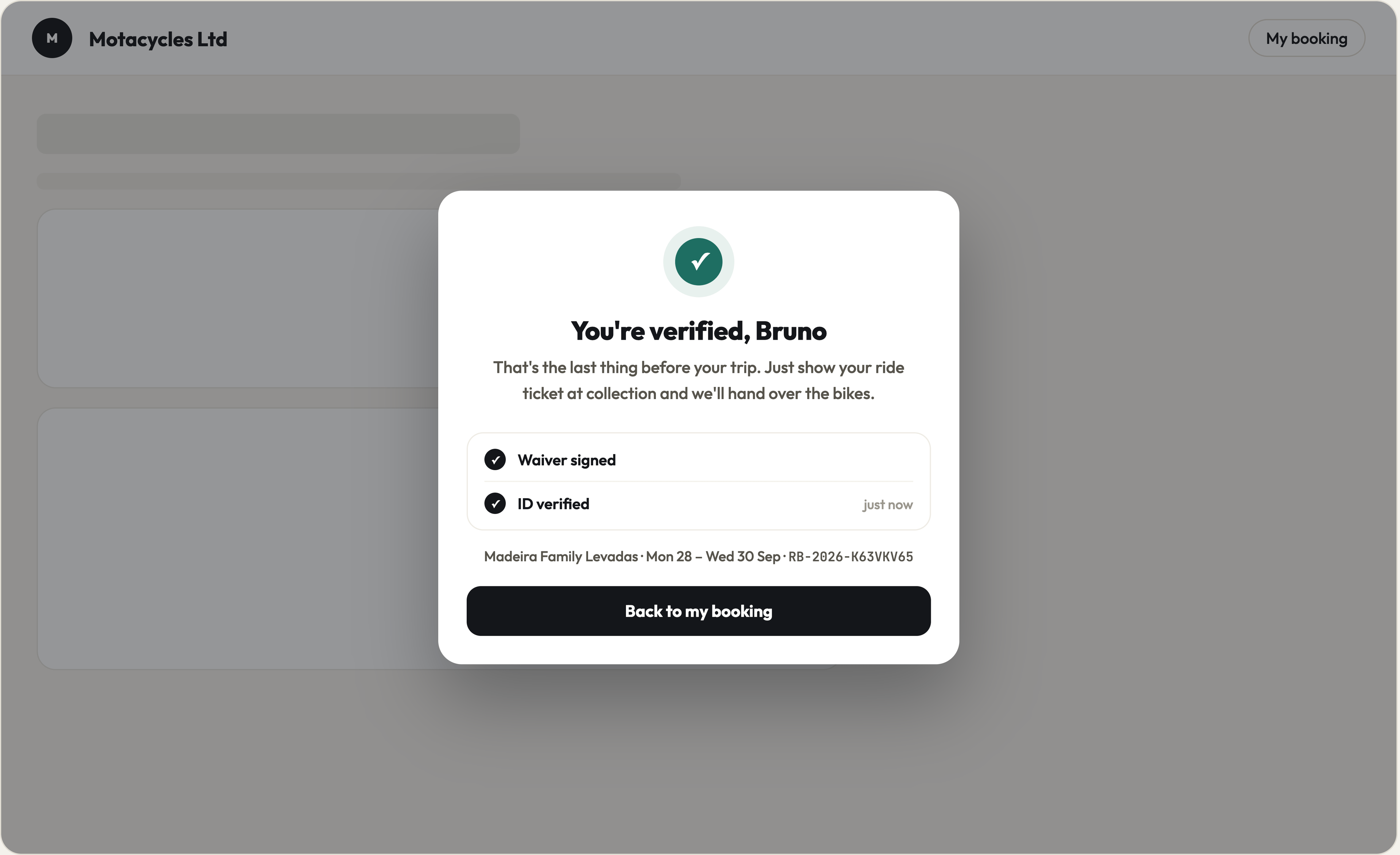 A guest's ID verification result on the storefront.