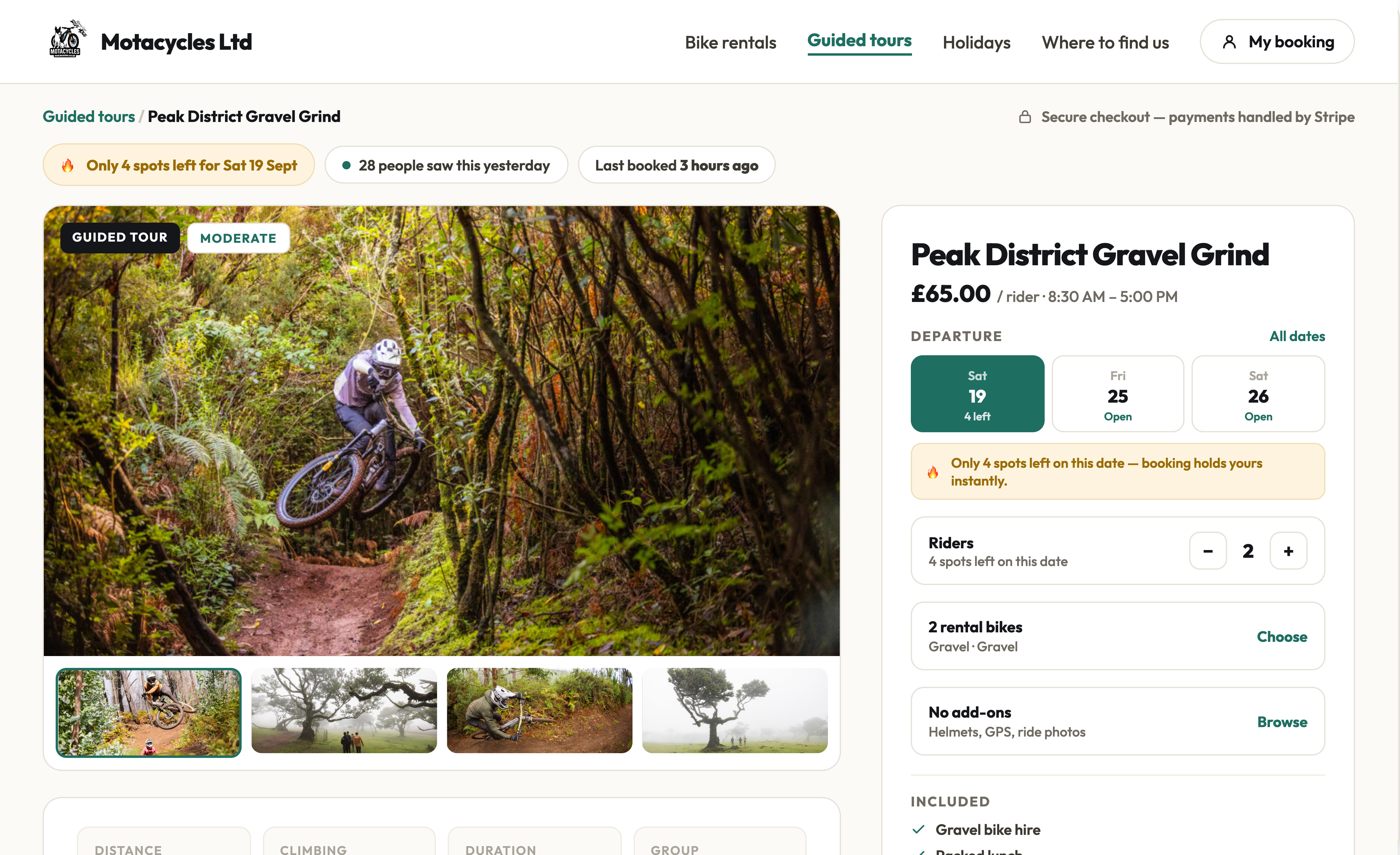 A guided tour detail page on the storefront.