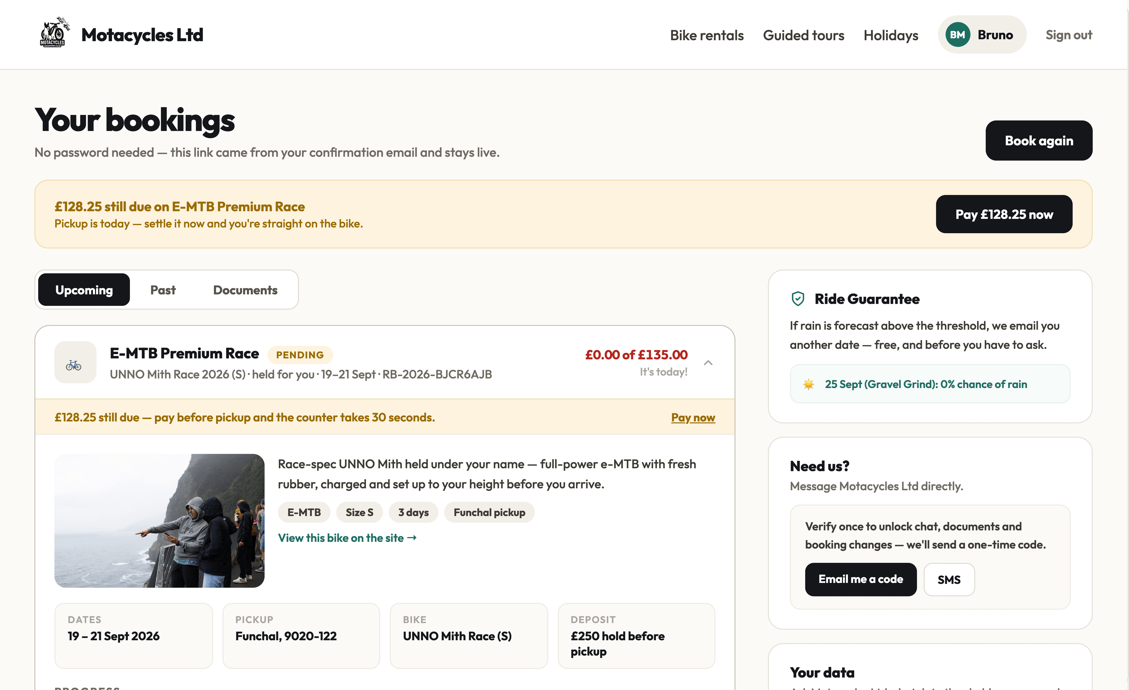 The RideLoop guest customer portal.